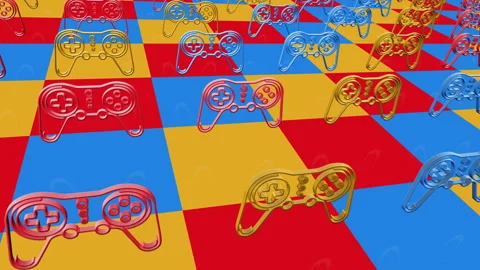 Gaming e-sport joystick multiple 3d symbol loop seamless Stock Footage 330874234