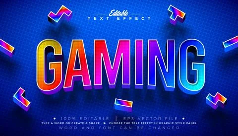 Gaming Editable Text Effect Vector Graphic Style with Colorful 3d Video Gam.. イラスト素材