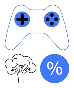 Gaming, environmental awareness, statistics, analytics, fun, technology. A ga Stock Illustration