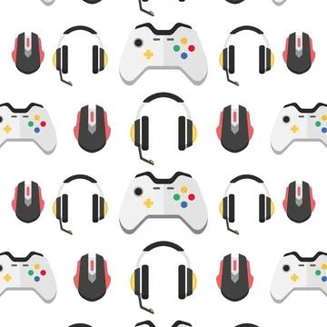 Gaming Equipment Pattern. Vector Stock Illustration