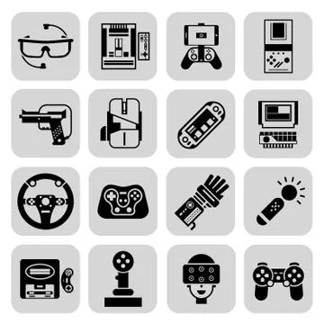 Gaming Gadgets Black Illustrazione stock