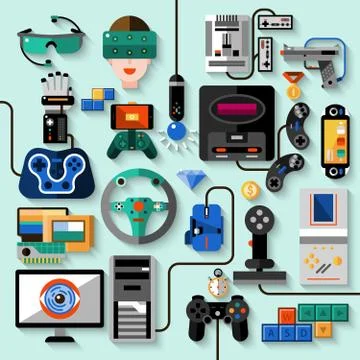 Gaming Gadgets Set Stock Illustration