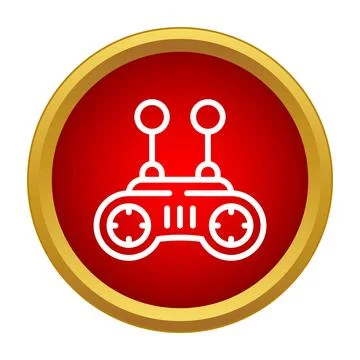 Gaming gamepad controller with joysticks in red circle icon Illustrazione stock