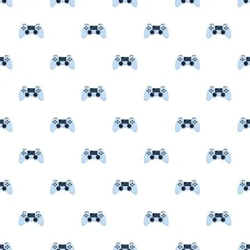 Gaming gamepad controller seamless pattern on white background Stock Illustration