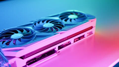 Gaming Graphics Card with Colorful Effect Lighting Stock Footage 263022461