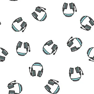 Gaming headphones vector seamless pattern 스톡 일러스트