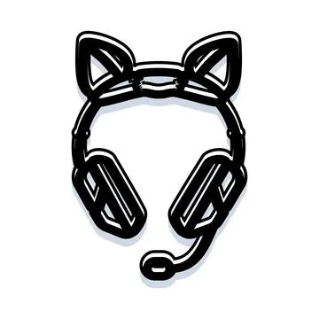 Gaming headset with cat ears and microphone icon Stock Illustration