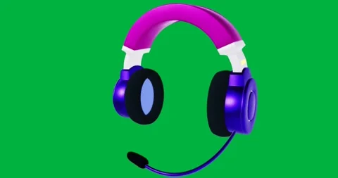 Gaming headset floating on transparent backdrop displaying mesh earcup covers Stock Footage 317594700