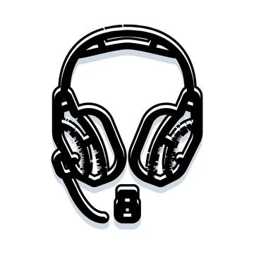 Gaming headset icon with microphone for communication Stock Illustration