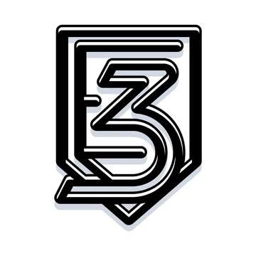Gaming industry event logomark with e3 abbreviation Stock Illustration