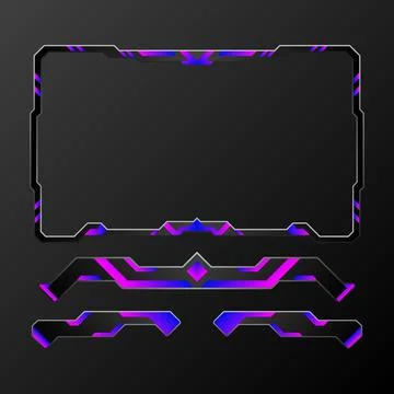 Gaming interface futuristic technology live stream overlay border frame 库存插图