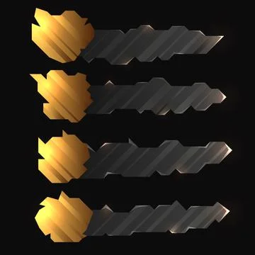 Gaming interface gold with black title banners for game ui design Stock Illustration