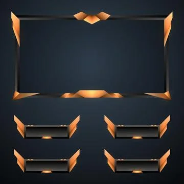 Gaming interface golden streaming overlay border Stock Illustration