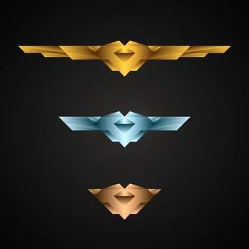 Gaming interface level achievement badge with gold, silver and bronze Stock Illustration