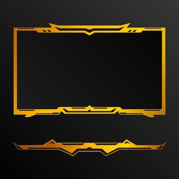 Gaming interface live stream overlay golden border frame for video streaming Stock Illustration