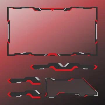 Gaming interface live stream overlay ui panel red theme webcam overlay Stock Illustration