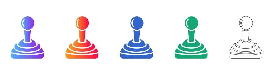 Gaming Joystick Controller Icon Set Illustrazione stock