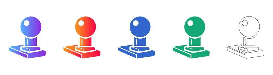 Gaming Joystick Controller Icons in Multiple Styles Stock Illustration