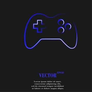 Gaming Joystick. Flat modern web button and space for your text. Illustrazione stock