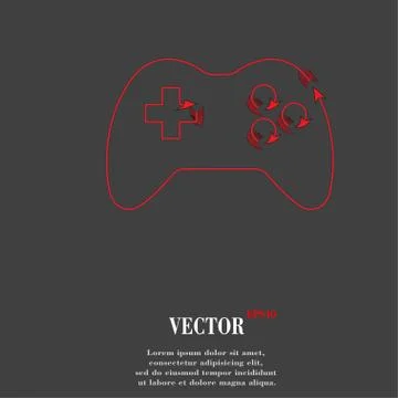 Gaming Joystick. Flat modern web button and space for your text. Stock Illustration