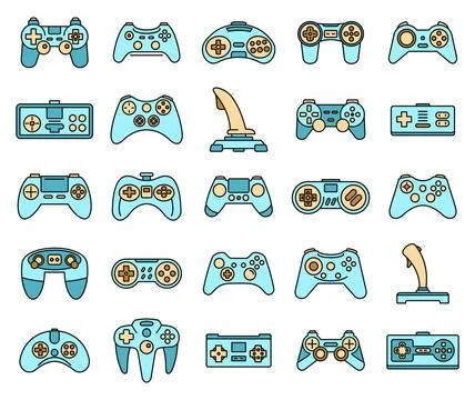 Gaming joystick icons set vector color Illustrazione stock