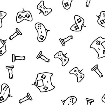 Gaming Joystick Vector Seamless Pattern Stock Illustration