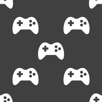 Gaming Joystick web icon. flat design. Seamless pattern. 库存插图