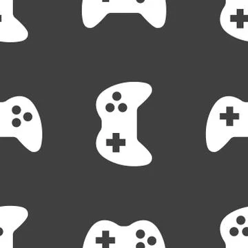 Gaming Joystick web icon. flat design. Seamless pattern. 스톡 일러스트