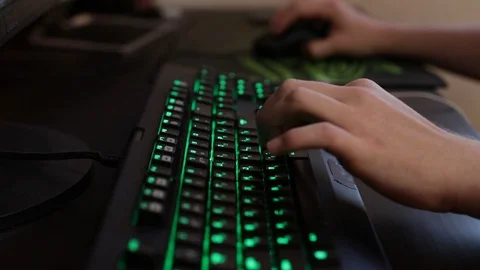 Gaming keyboard for gamer Stock Footage 119717232