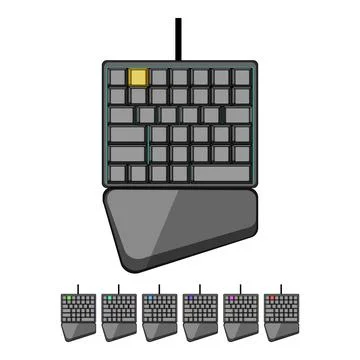 Gaming keyboard keypad with red highlighted key and wrist rest Stock Illustration