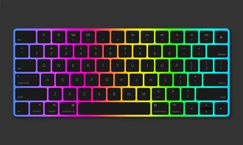 Gaming keyboard RGB effect, vector illustration Stock Illustration