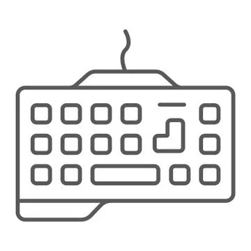 Gaming keyboard thin line icon, technology and device, keypad sign, vector Stock Illustration