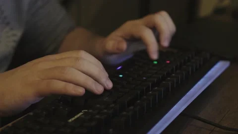 Gaming keyboard typing Video stock 170634082
