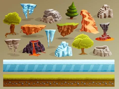 Gaming Landscape Constructor Set Stock Illustration