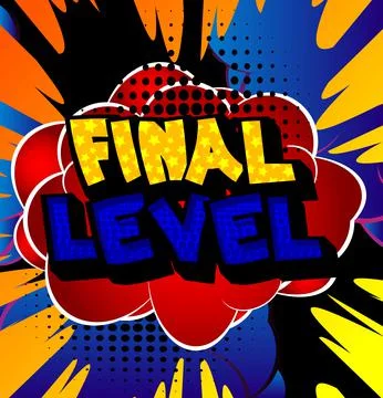 Gaming level, Game progress related words, quote on Comic book style backgrou Stock Illustration