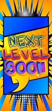 Gaming level, Game progress related words, quote on Comic book style backgrou Stock Illustration