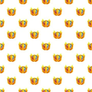 Gaming level up shield and arrow seamless pattern Stock Illustration
