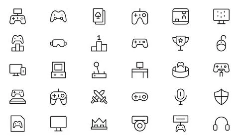 Gaming line icon set. Editable Stroke Icon Collection. Includes phone gamin.. Stock Illustration