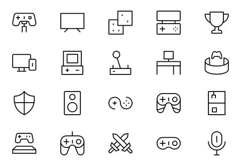Gaming line icon set. Editable Stroke Icon Collection. Includes phone gamin.. Stock Illustration