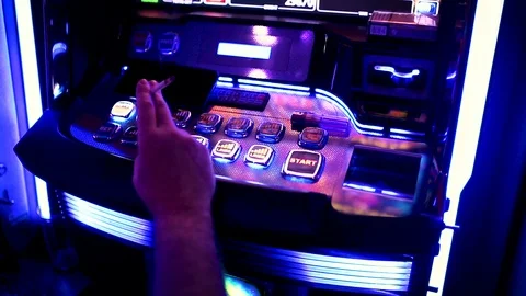 Gaming machine at the amusement arcade. Stock Footage 127137390