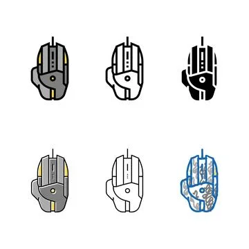 Gaming mouse color set icon vector Stock Illustration