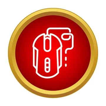 Gaming mouse icon inside red gold circle Illustrazione stock