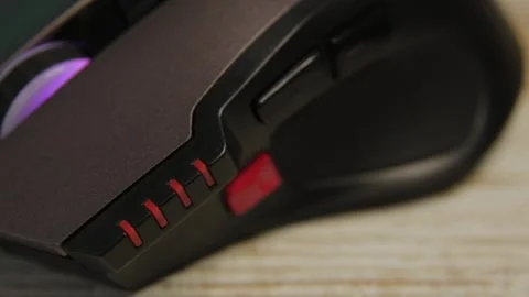 Gaming mouse with rgb backlight close-up Stock Footage 306149643