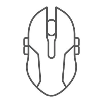 Gaming mouse thin line icon, game and device, computer mouse sign, vector Stock Illustration