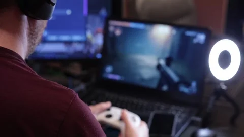 Gaming over shoulder - controller Stock Footage 326265462