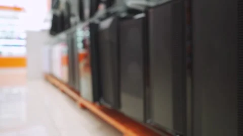 Gaming PC cases on shelves Stock Footage 297225875