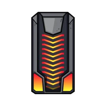 Gaming pc computer case with glowing light design Illustrazione stock