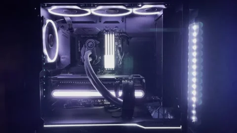 Gaming Pc Glowing White In The Dark - The System Unit Of A Modern Computer Stock Footage 242396166