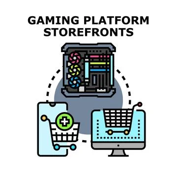 Gaming platform storefronts creating online marketplace experience Stockillustratie