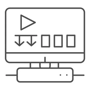 Gaming platform thin line icon. Gaming account on screen vector illustration Stock Illustration